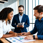 Impact Investing in Action**

"A diverse group of professionals collaborating in a modern, eco-friendly office space, reviewing impact reports, fully clothed, appropriate attire, safe for work, perfect anatomy, natural proportions, professional environment, showcasing sustainability."

**