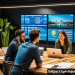 임팩트 투자와 사회적 기업 - A vibrant urban scene in São Paulo featuring diverse entrepreneurs collaborating in a modern coworki...