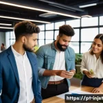 세계적인 임팩트 투자 사례 - A diverse group of young professionals from Brazil, dressed in smart casual attire and business wear...