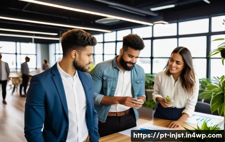 세계적인 임팩트 투자 사례 - A diverse group of young professionals from Brazil, dressed in smart casual attire and business wear...