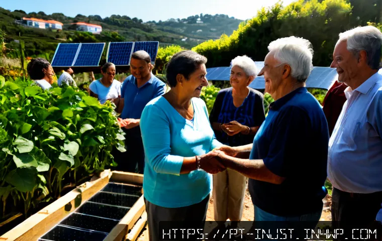 Home 17 임팩트 투자와 사회적 자본 축적 - Photorealistic community impact investment scene in a Portuguese-speaking coastal town, a diverse gr...